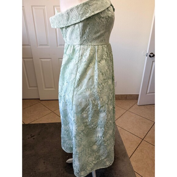 Aidan Mattox by Adrianna Papell Size 12 Mint Embroidered Ballgown Midi Dress New - Picture 3 of 14